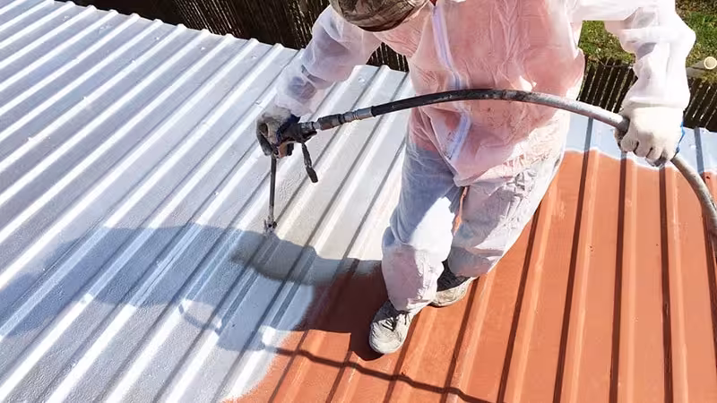 Elastomeric coating application on a low-slope commercial roof