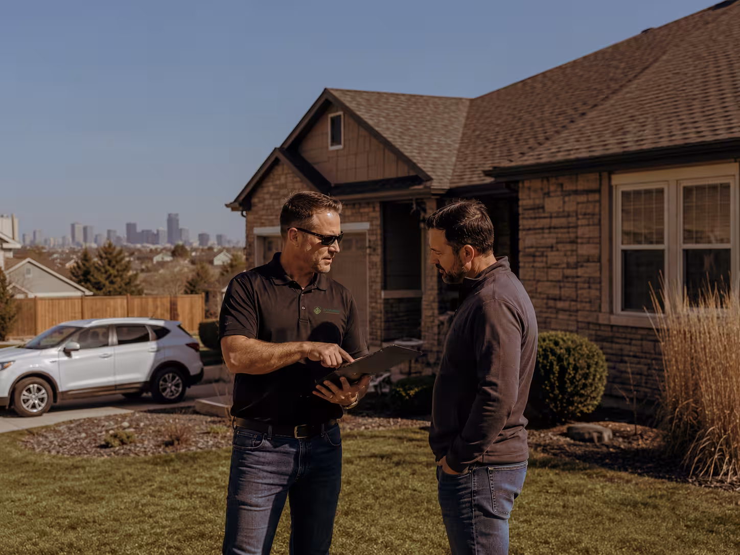 EcoShield roof inspection with homeowner in Arvada, Colorado