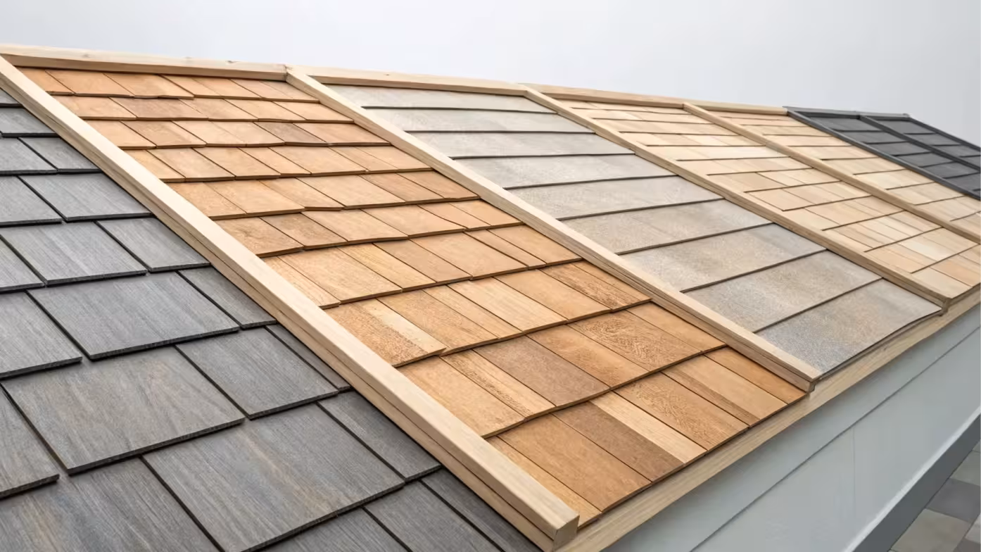 Cedar shake and specialty roofing material samples