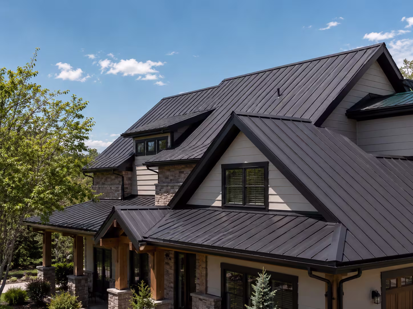 Colorado home with standing seam metal roofing